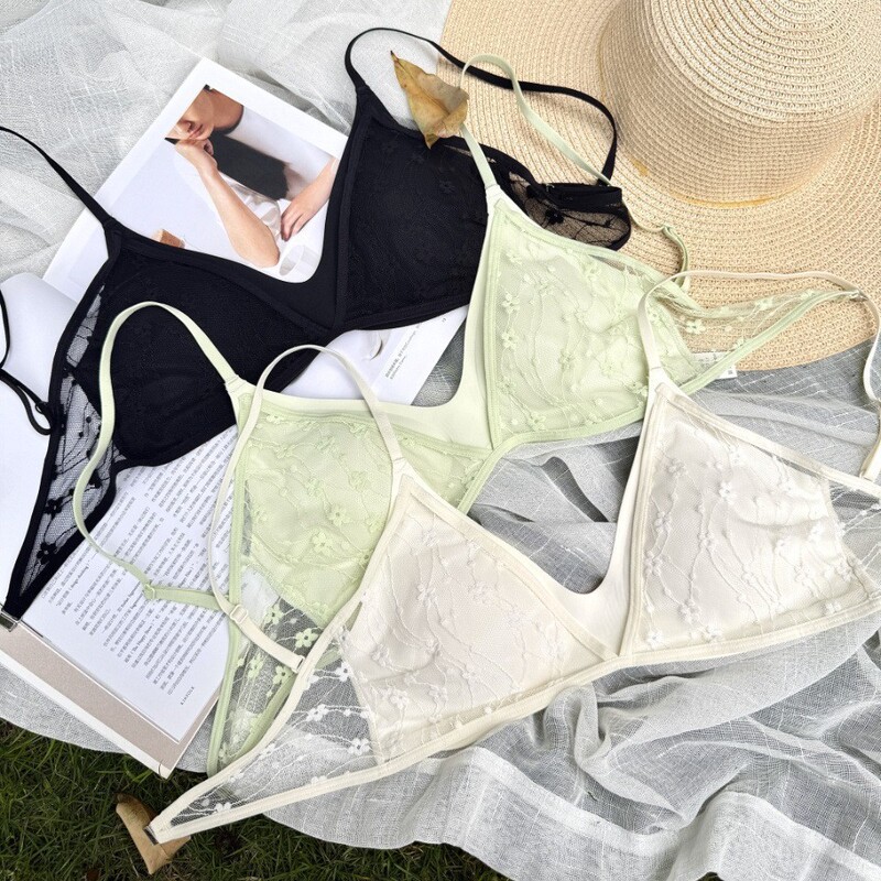 Thin Fashion Faux Two-Piece Lace Women's Lightweight Comfortable Underwear for Small Bust, Large Backless Breathable Large U-Shaped Beautiful Back Bra