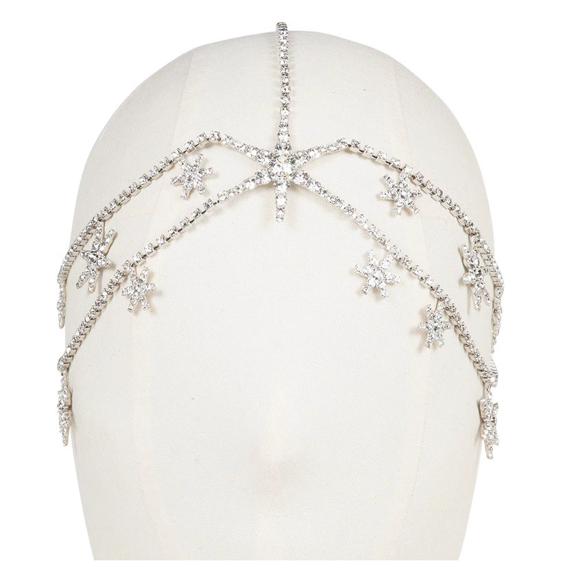 Amazon Новый Шесть Монг звезды горный хрусталь головные уборы европейские и американские невесты свадебные сексуальные аксессуары для волос цепочка для волос