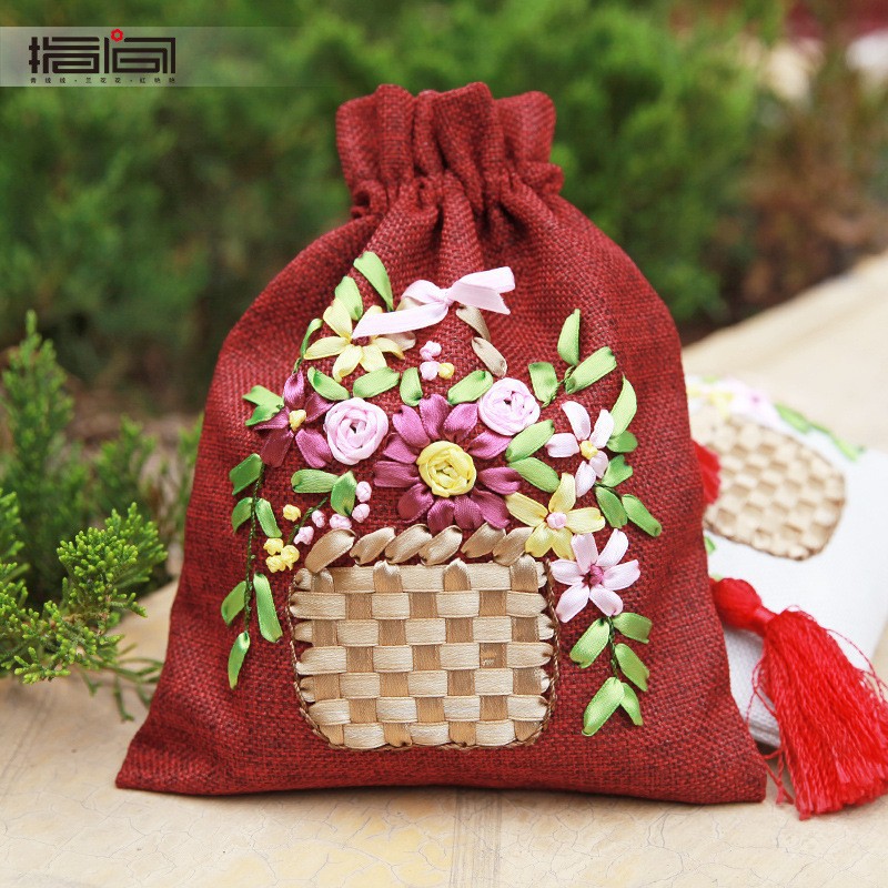 Jinhao bordado hecho a mano material de bricolaje bolsa Cordón portátil Lu bordado cosmético bolsa no Cruz puntada bolsa de almacenamiento