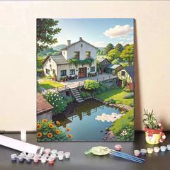 宮崎駿理想小院天空デジタル油絵diy手作り塗り