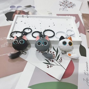 Creative Cute Big-Eyed Kitten Keychain Accessories Men and Women Car Keychain Couple School Bag Pendant Wholesale