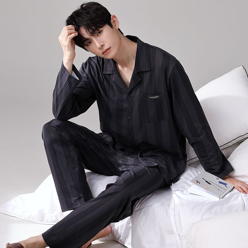 Pijamas de los hombres Primavera y Otoño Invierno 100% algodón de manga larga pantalones delgados más tamaño desgaste de alto nivel de los hombres de verano ropa de casa