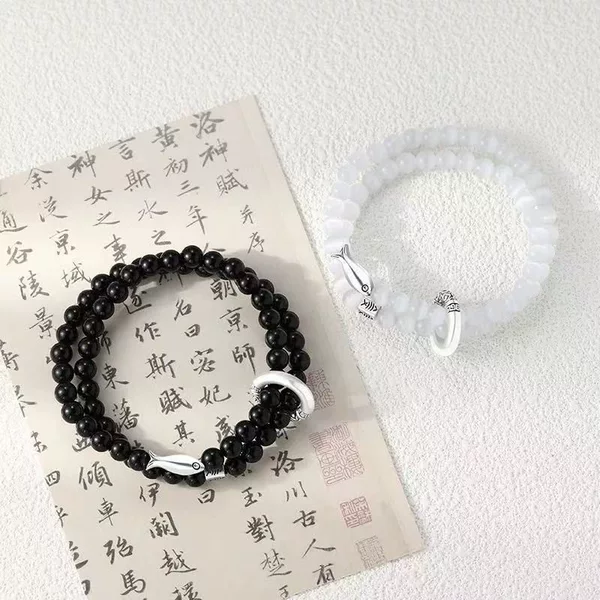 Warm Window Koi Beaded Couple Bracelets for Men and Women, Original Design Bracelets, High-End and Versatile Niche Love Tokens
