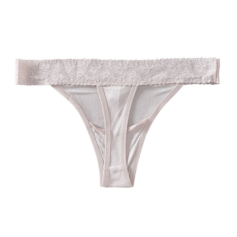 Sexy temptation natural mulberry silk Tback lace comfortable seamless T-shaped underwear breathable low waist briefs for women