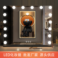 化粧テーブルデスクトップ LED 電球正方形大型ミラースマートタッチ調光美容ミラー寝室商業フィルインミラー