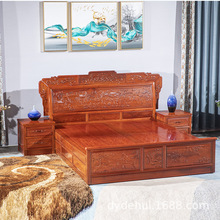 红木双人床缅甸花梨木家具实木卧室1.8米双人床中式大果紫檀婚床
