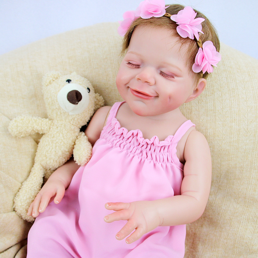Muñeca de sueño simulación CM dormir 46 pesado bebé muñeca de goma suave muñeca cruzada fronteriza puede cambiar de Amazon Henghua