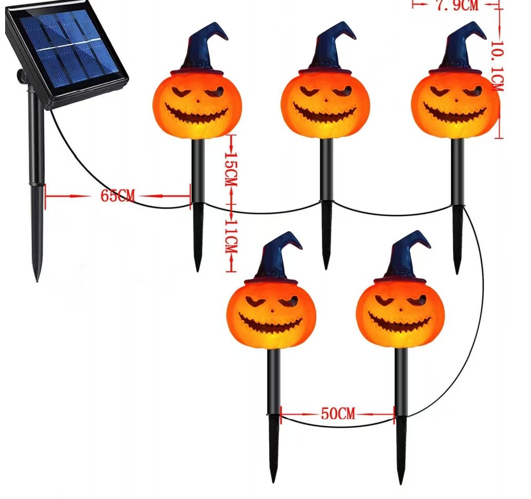 Nuevos productos transfronterizos de Halloween jardín al aire libre impermeable decoración de lámparas LED calabaza fantasma lámpara solar