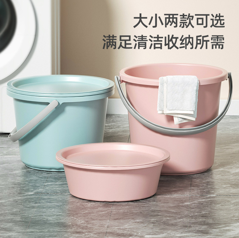 実色バケツ家庭用貯水用プラスチックバケツを手に入れて、蓋付き洗面器桶学生寮洗面3点を厚くする|undefined