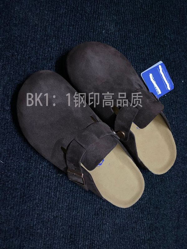 超级版本~勃肯鞋全牛皮2025男女同款真皮厚底懒人软木包头半拖鞋|undefined