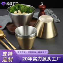 韩式斗笠碗304不锈钢喇叭碗V型汤碗饭碗网红刨冰沙拉雪花冰碗金色