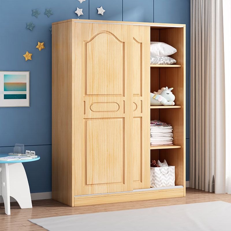实木衣柜儿童衣柜家用卧室小户型推拉门女孩衣橱宝宝收纳松木储物