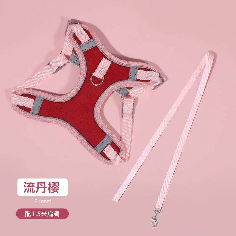 Nuevo chaleco transfronterizo correa de perro gato perro pequeño Teddy correa de pecho cachorro correa de perro Cadena de perro