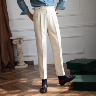 2025 Italian Naples High Waist Straight Pants British Men's High Sense Casual All-match Vintage Trousers
