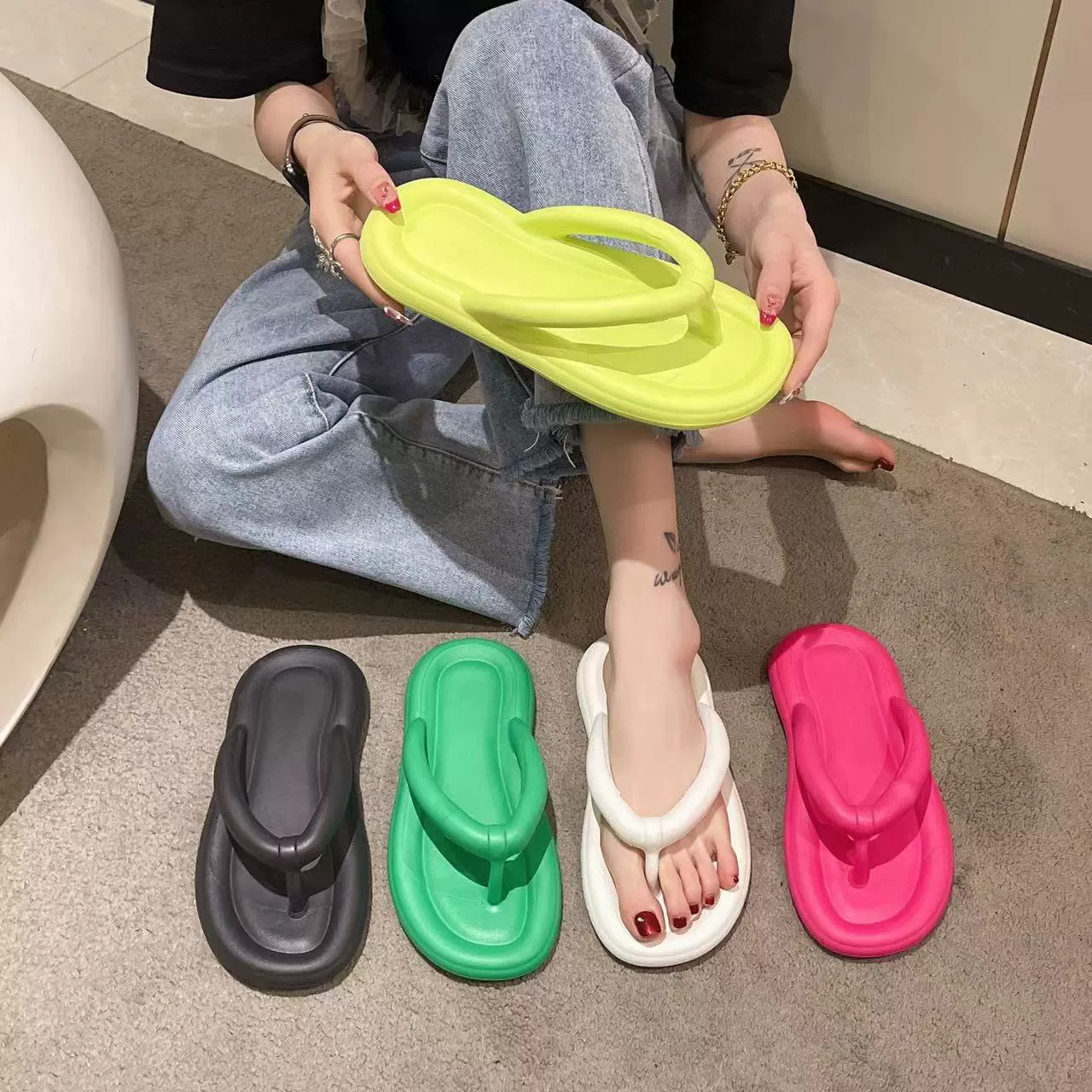 Летние туфли с толстым дном шлепанцы EVA Нескользящие пляжные сандалии slippers трансграничной оптовой