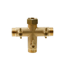 厂家供应六分螺纹四通球阀分水器美式花园水管接头纯铜三通分流器
