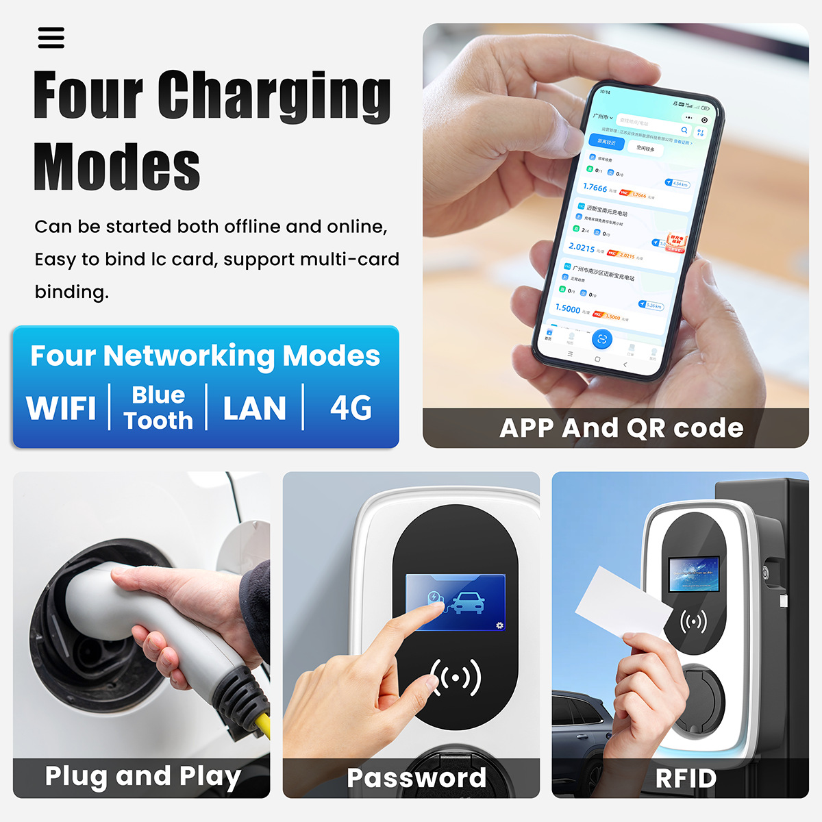 European standard 7kW-22kW home-use new energy vehicle wall-mounted and column-mounted AC charging station with scheduled charging