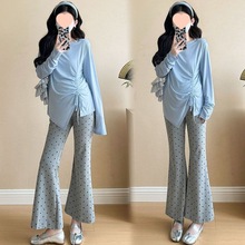 孕妇套装秋季时尚套装宽松潮妈孕妇打底衫上衣外穿托腹裤两件套装