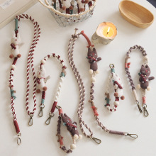 原创设计手工编织手机挂绳兔子公仔长款斜挎绳防丢可调长短背带女