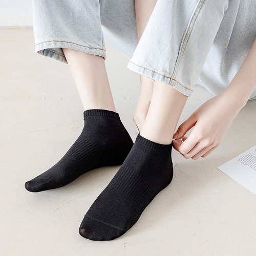 Summer socks for men and women, couple socks, solid color boat socks, women's wholesale invisible low-cut short socks, versatile cotton socks