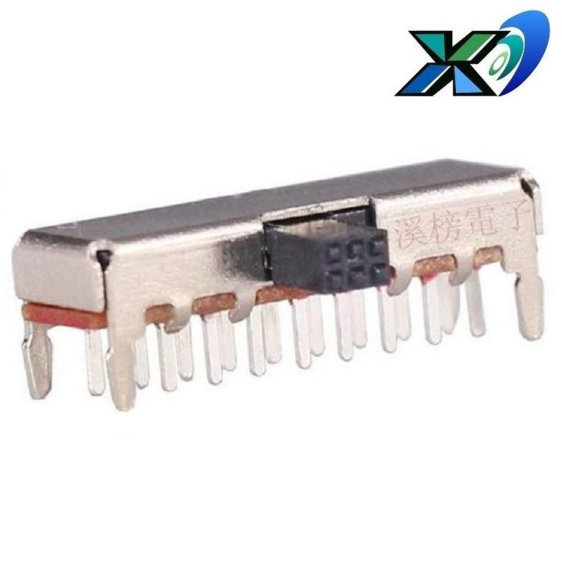 卧式2档滑动开关2P2T 侧拨2位拨动开关双排18脚 侧拨拨码开关卧式