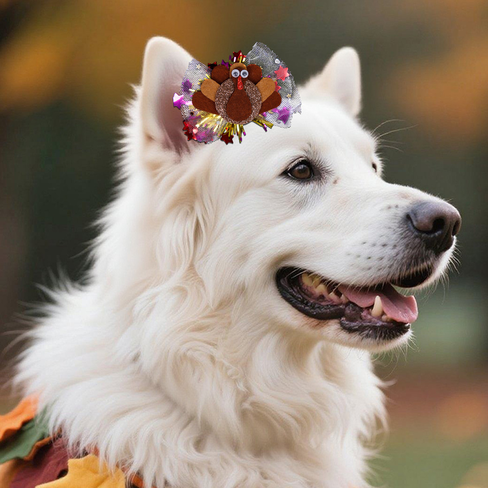 Día de Acción de Gracias accesorios para mascotas calabazas turquía mallas brocas de cabello perros gatos otoño festival de cosecha fiesta decoración tarjeta de cabello