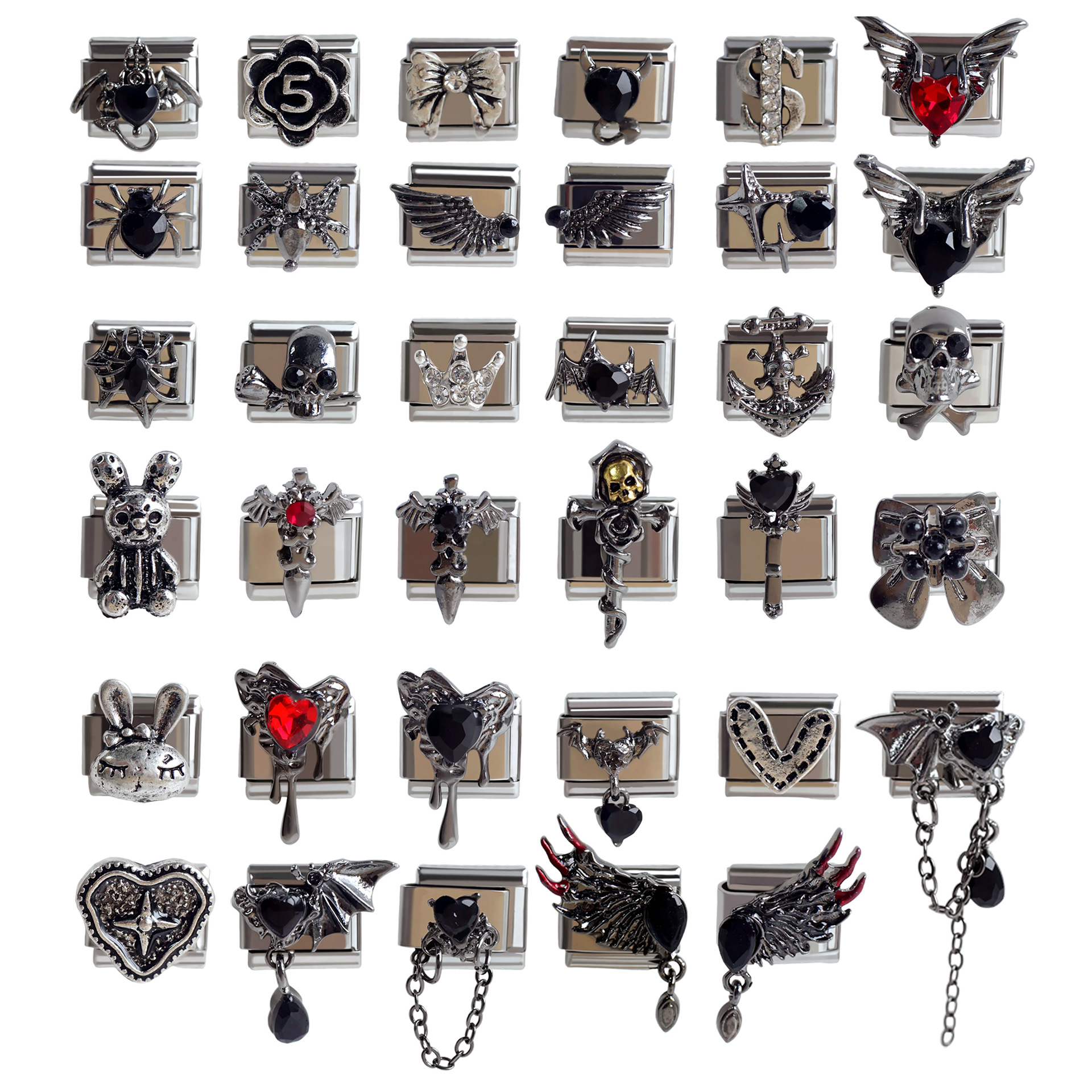 Stainless Steel Italian Module Dark Bat Wing Module DIY Elastic Bracelet Italian Charms