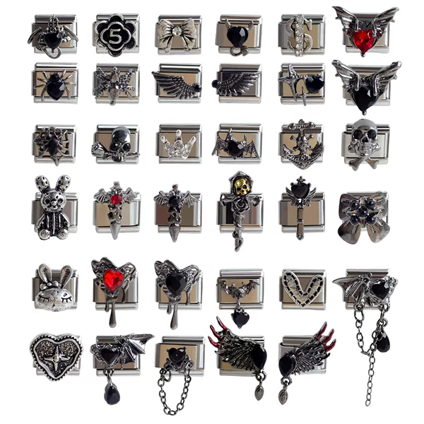 Stainless Steel Italian Module Dark Bat Wing Module DIY Elastic Bracelet Italian Charms