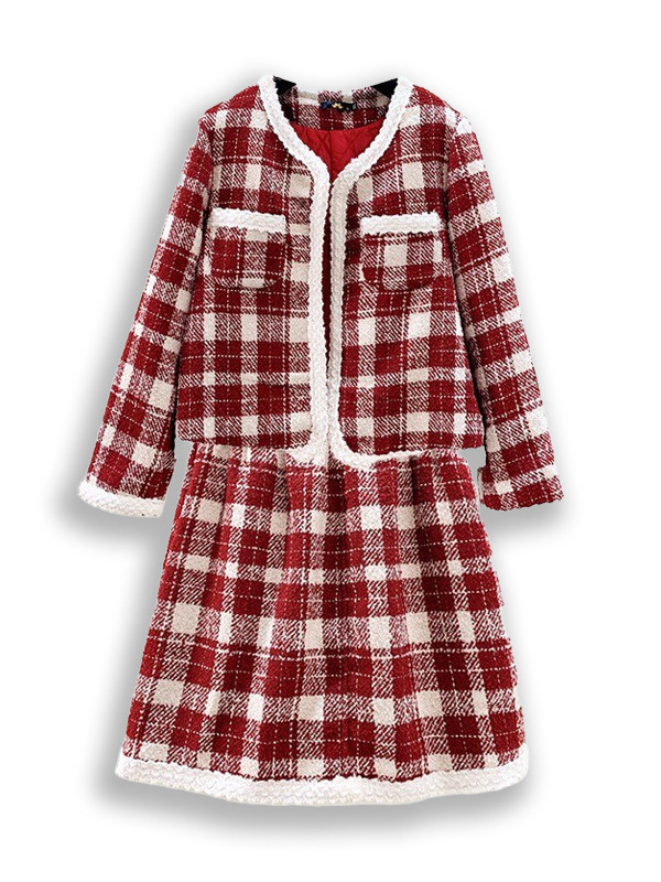 130-320 plus size women's plaid coat skirt suit winter New style slightly fat girl quilted holiday New Year wear 130-320 plus size women's plaid coat skirt suit winter New style slightly fat girl quilted holiday New Year wear