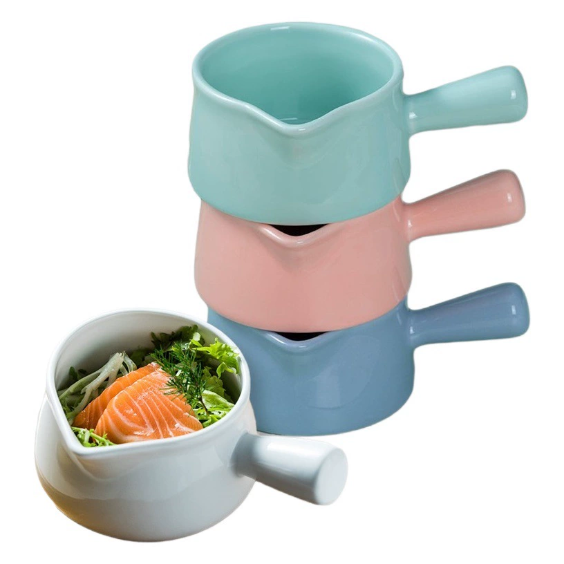 Керамический мини-маленький молочный горшок с ручкой Кофейная посуда Чашка для крема Бытовая приправа Чаша для соуса Сплошная цветная посуда