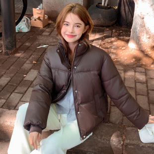 Down Cotton Outwear Short 2025 Women's Winter New Stand-Up Collar Loose Lambskin Bread Outwear Pu Cotton Outwear Trendyy Jacket