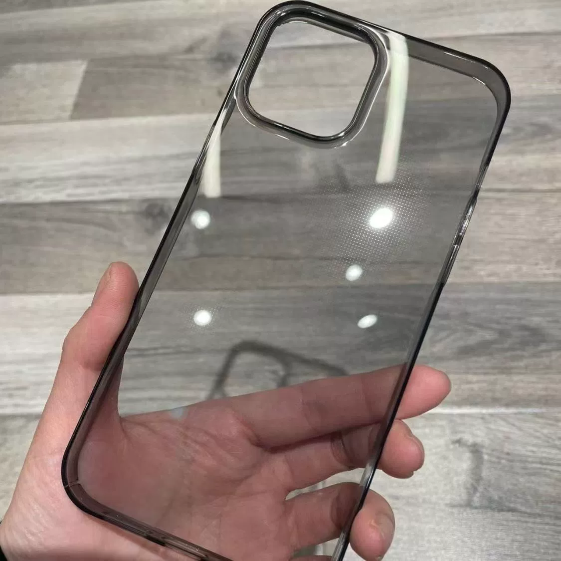 Чехол для телефона (Apple) iPhone 15 Pro Max, твердый ПК полное покрытие, прозрачный черно-прозрачный
