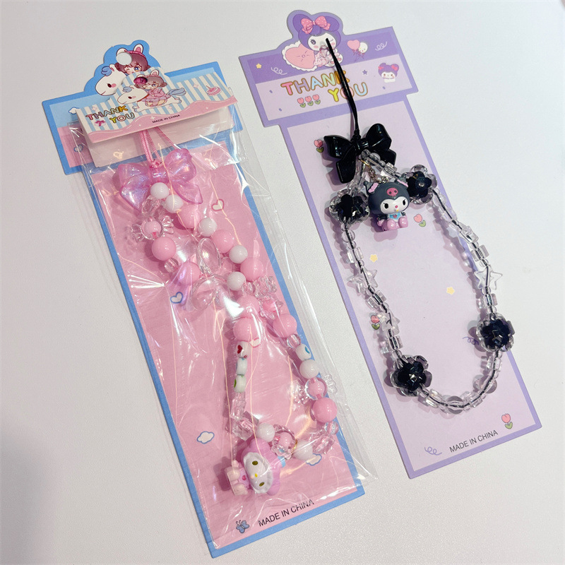 Ins Style Sweet Cool Light Luxury Kt Cute Cat Kulomi Mobile Phone Chain Mobile Phone Case Pendant ccd Camera Chain Beaded Bag