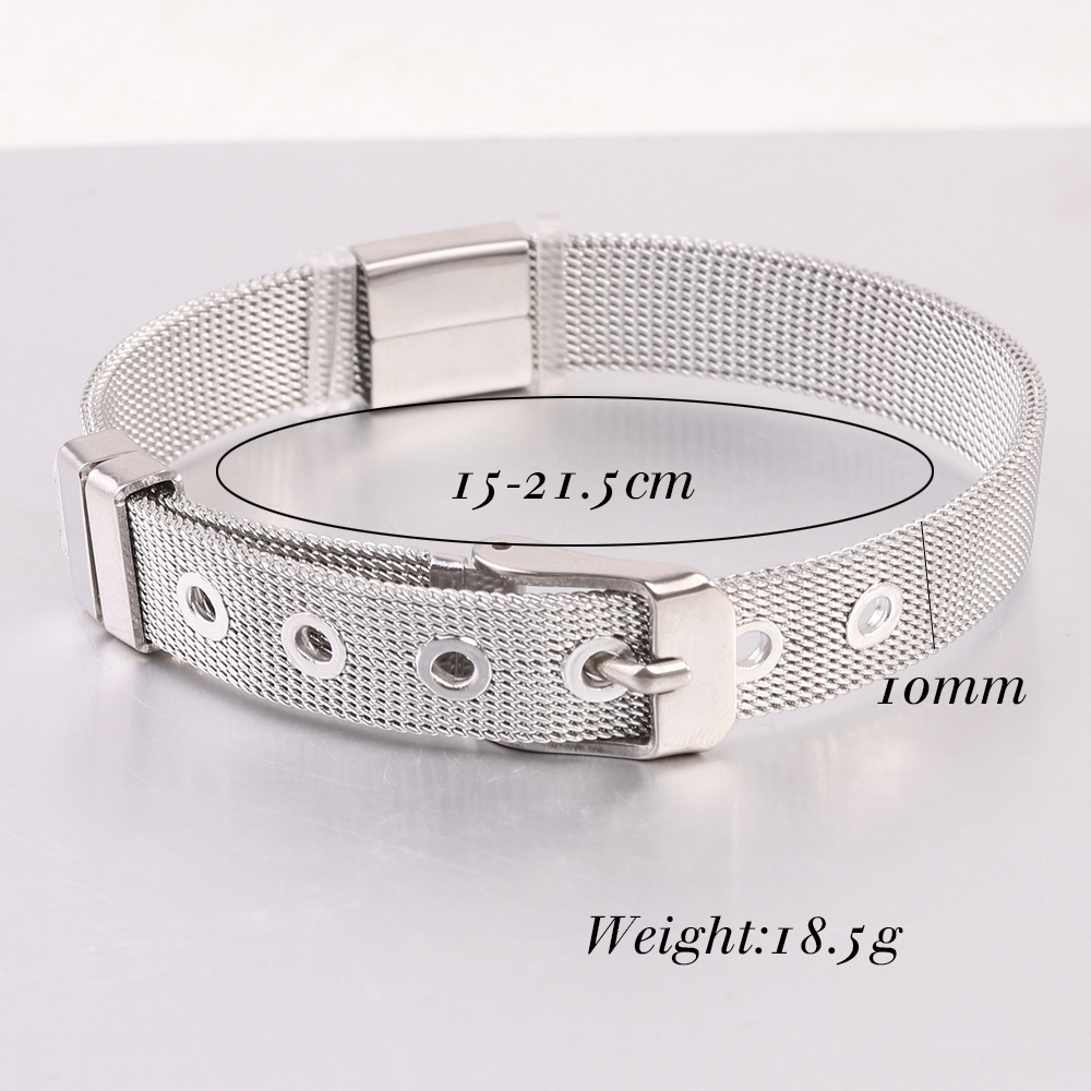 Groothandel Eenvoudige Stijl Effen Kleur Titanium Staal Galvaniseren Verguld Armband display picture 1
