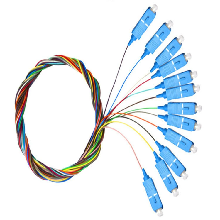 Синий свет Фотоэлектрические Прямые продажи 12-ядерный пучок косичка SC с квадратной головкой одномодовая оптоволоконная Перемычка телекоммуникационного класса FCST голова косичка