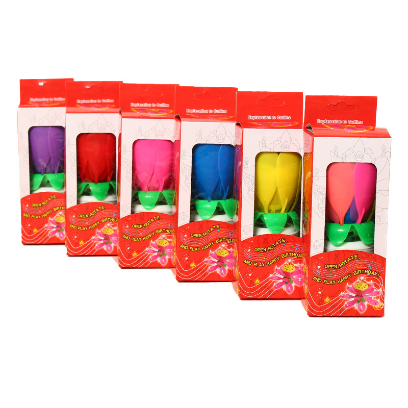 Triángulo transfronterizo pierna giratoria Lotus vela cumpleaños pastel decoración creativa fiesta música electrónica Lotus vela