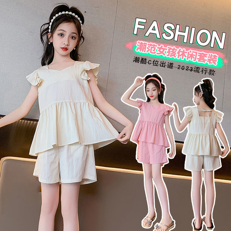 2024 nuevo verano casual traje de moda para niños camisa de manga corta de muñeca estilo occidental Delgado traje de dos piezas