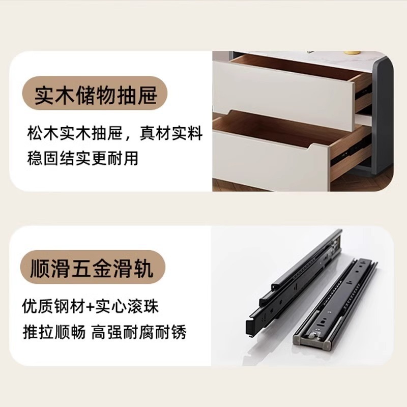 全实木岩板烤漆床头柜简约现代极简创意收纳柜小型收纳储物柜整装|undefined