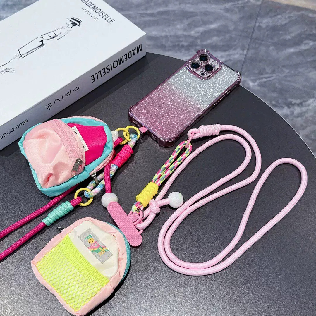 Correa Cruzada con Monedero para Celular de Poliéster, Decorativo, Anti-pérdida y Desmontable para Al Aire Libre