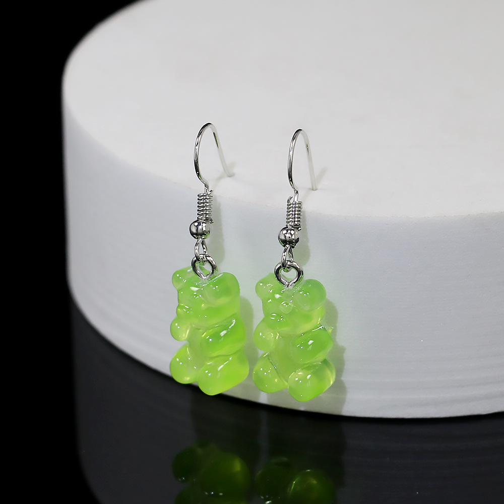 Traje de collar de oso transparente transfronterizo europeo y americano nuevo colgante de dibujos animados de color caramelo de resina collar de mujer de moda personalizada