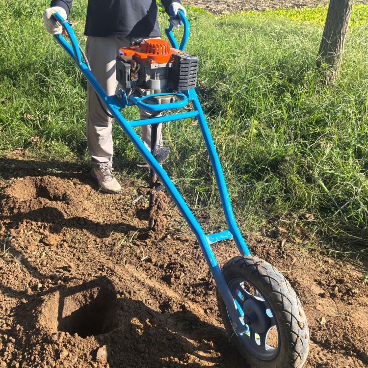 独轮式栽树挖坑机单人操作 微型种树打孔地钻机图片