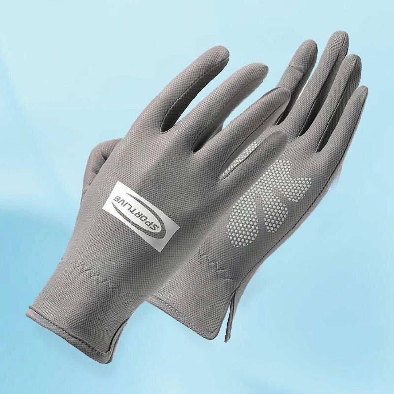 Guantes de protección solar para mujer delgados protección UV al aire libre transpirable dedo completo antideslizante conducción guantes de dedo de fuga de seda de hielo