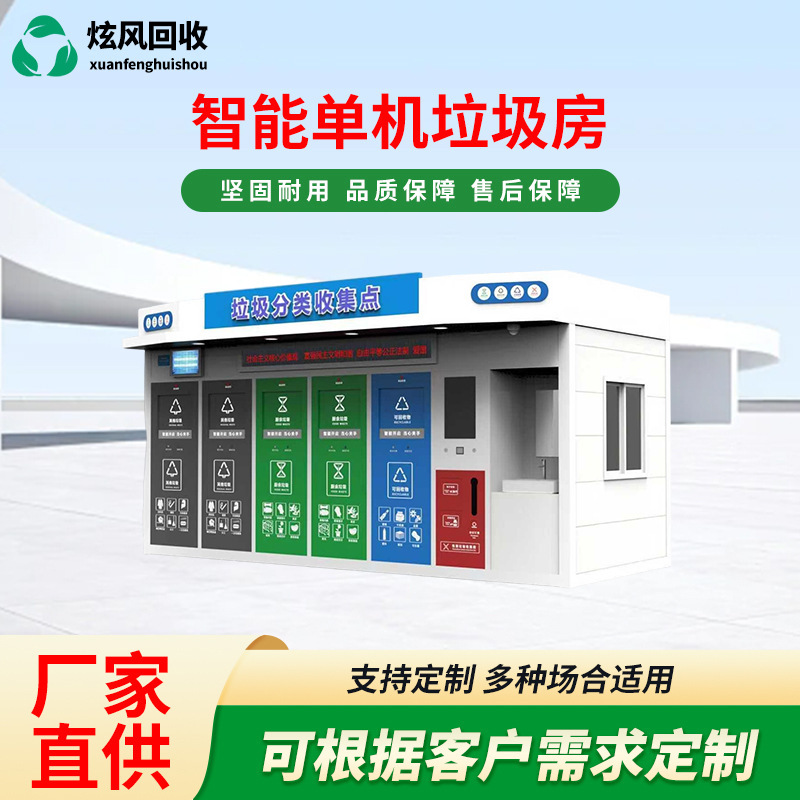 Smart Standalone Garbage Room, Outdoor Sanitation Smart Garbage Sorting Room Collection Station, Movable Community Garbage Room