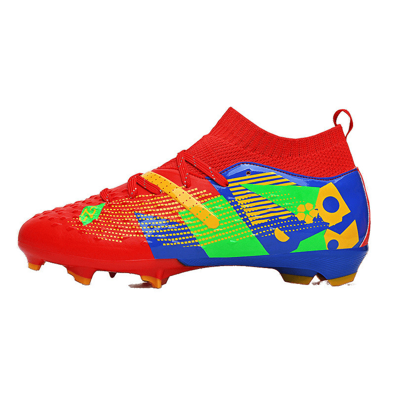 Zapatos de Fútbol de Corte Medio de Piel Sintética Antideslizantes y Ligeros para Césped