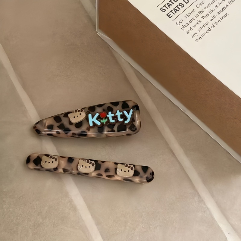 质感醋酸kitty豹纹发夹鸭嘴夹高级感碎发刘海夹侧边夹发卡发饰品|undefined