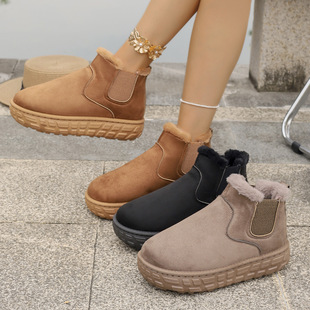 2025 New Warm Plus Velvet Cotton Boots for Women Winter Fashion Slip-On Snow Boots for Women Export Large Size Cross-Border Women's Shoes