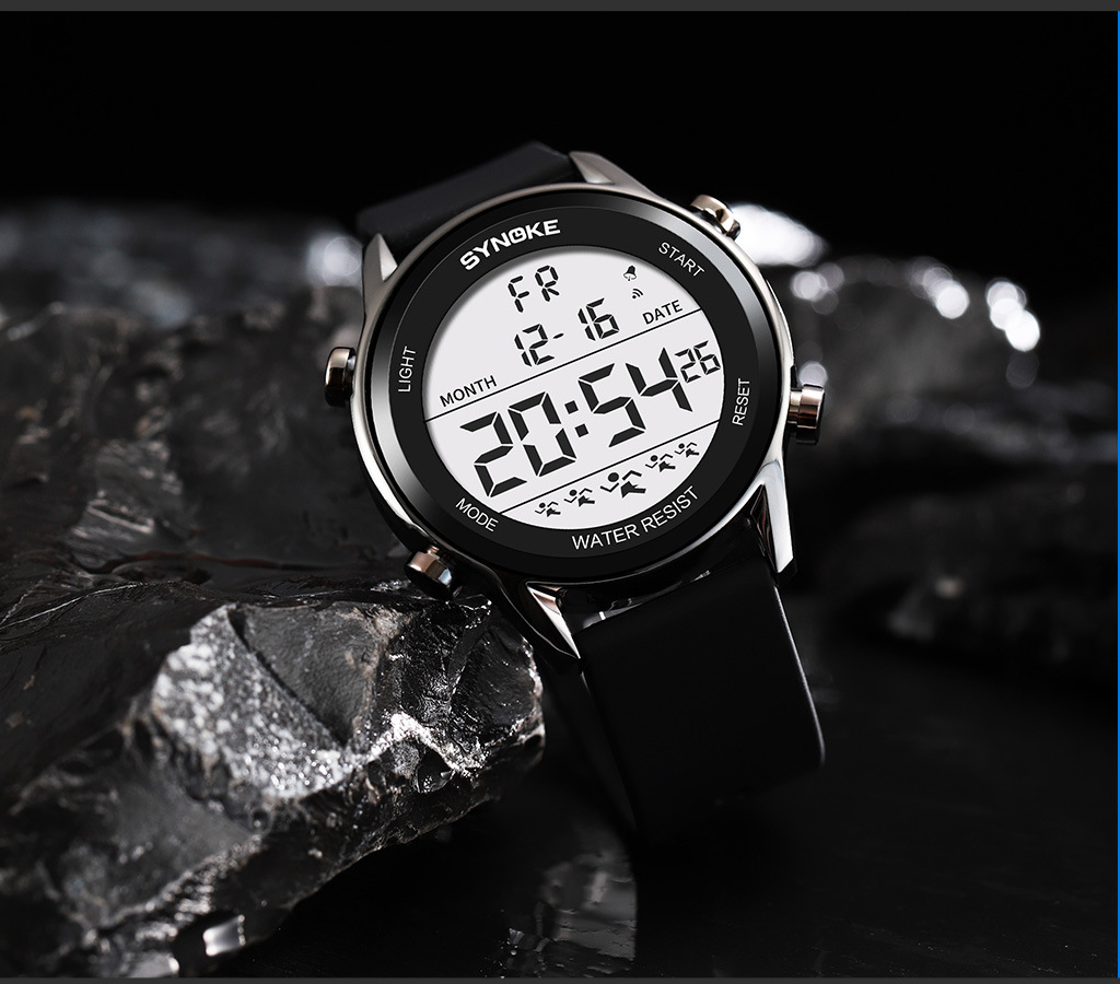 SYNOKE Men's Sports Silicone Electronic Watch Waterproof Luminous Large Screen Outdoor Mountaineering Watch Running Student Fashion_voghion.com