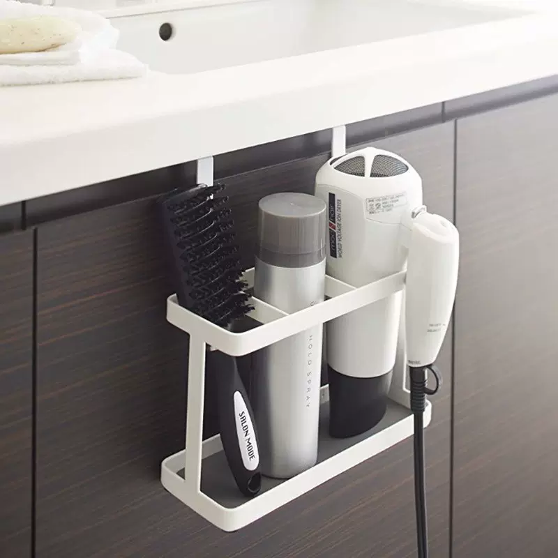 北欧多功能免打孔吹风机置物架发梳卷发棒梳子收纳支架卧室壁挂