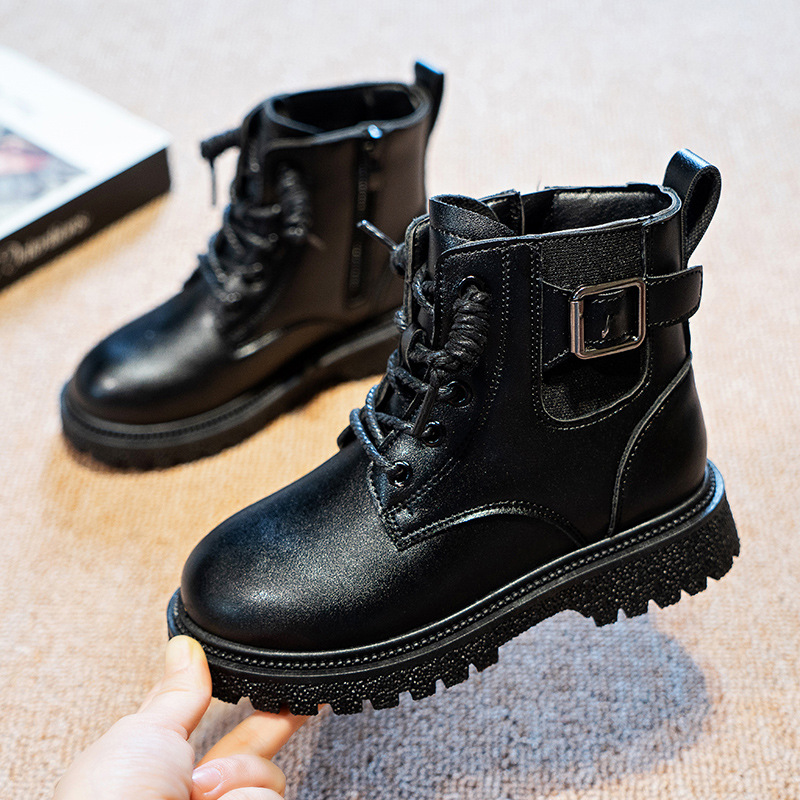 Stivali in pelle per bambini, uomo, autunno/inverno 2023, stivali corti in stile britannico, alti per bambini di taglia media_voghion.com