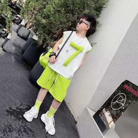男童韩版夏装套装时尚2026年新款童装夏季休闲薄款时髦中大童无袖